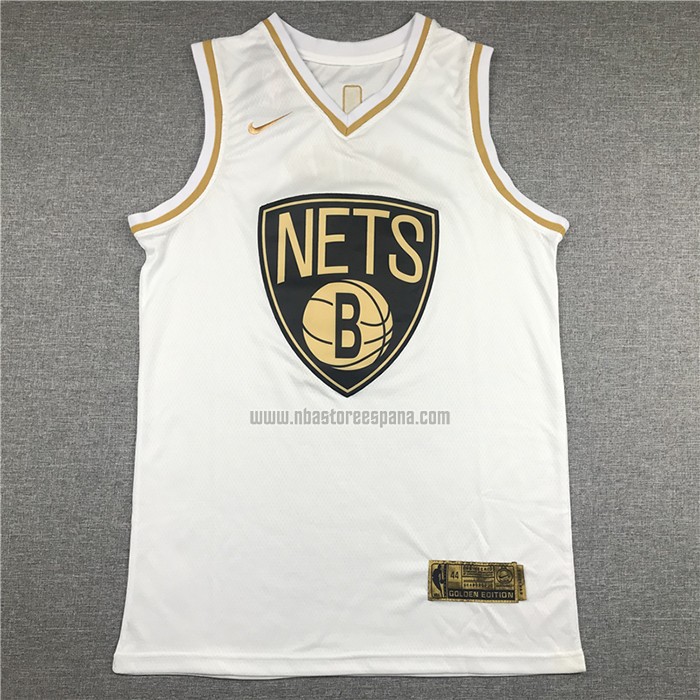 Camiseta Golden Edition Brooklyn Nets Kyrie Irving NO 11 Blanco